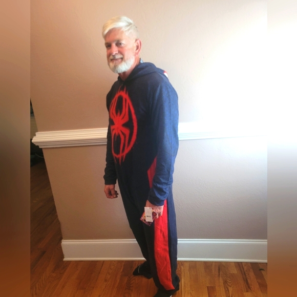 Spider-Man Miles Morales Men's Hooded Union Suit With Leg Hem Onesie - Picture 6 of 10